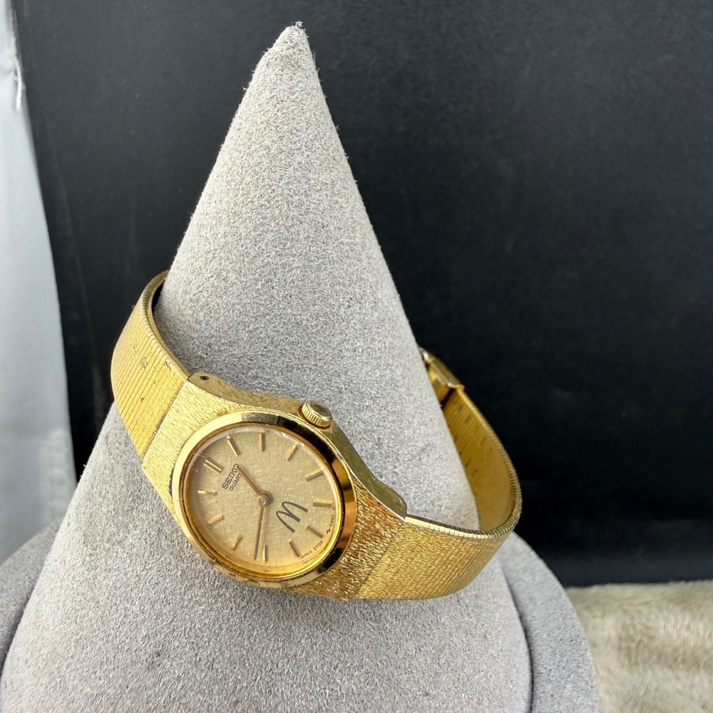 Vintage Seiko Watch Gold Tone McDonald's Engraved "EMS" NOT RUNNING